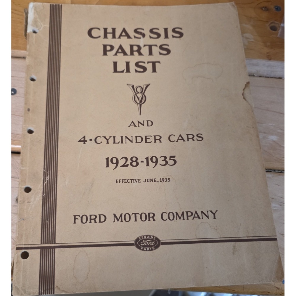 1935 Ford Chassis Parts List Manual 1928-1935 V8 4-Cylinder Cars Model A B V8